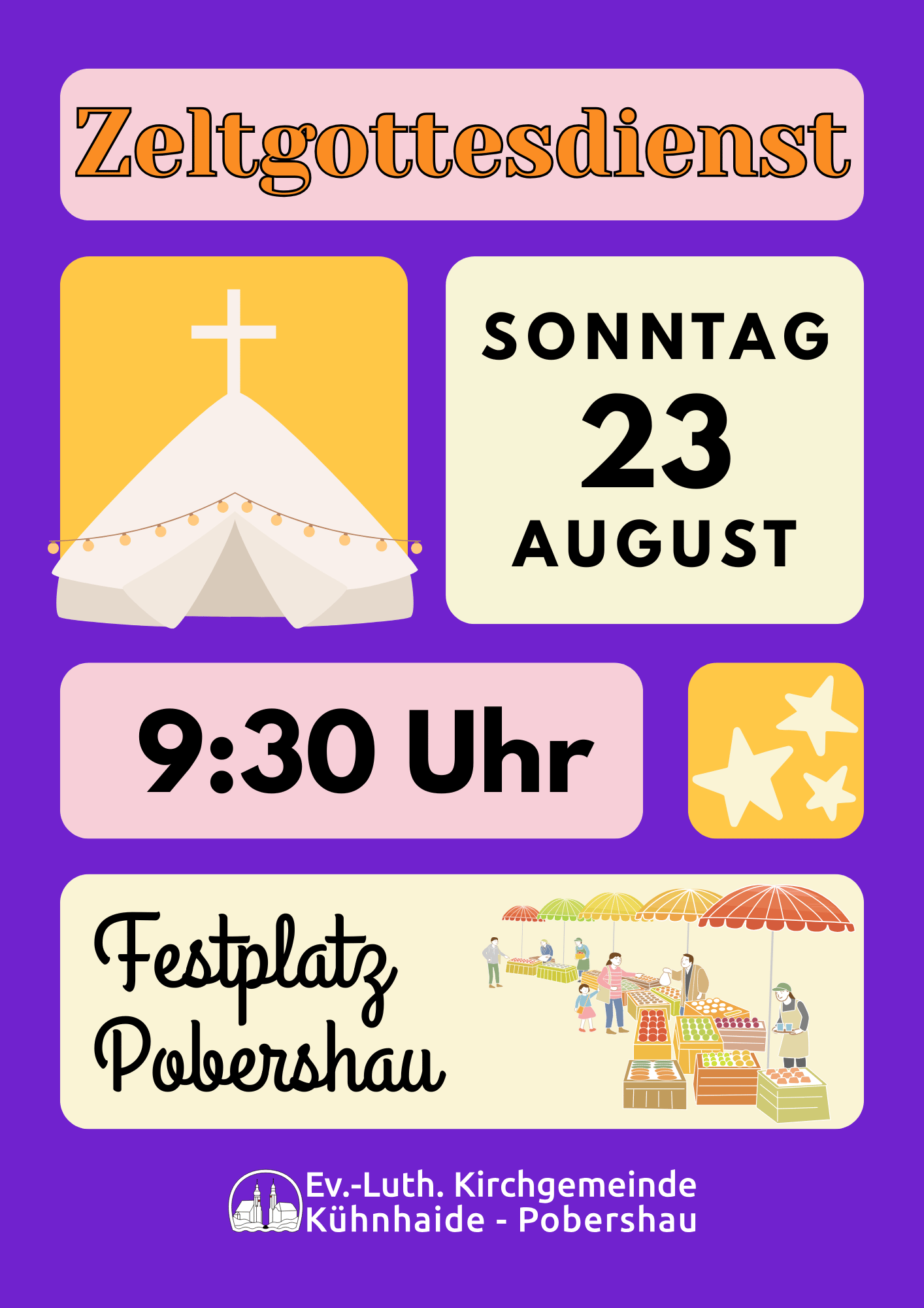 Zeltgottesdienst in Pobershau am 23.8. 9:30 Uhr